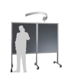 Lavagna dittico pieghevole su ruote MACRO LAVAGNA effetto "ardesia"  - cm.200x200h 