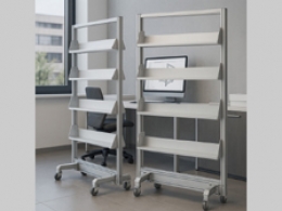 Libreria divisoria autostabile MOBIL-JU - cm 150x200h con 4 piedi su ruote frenate